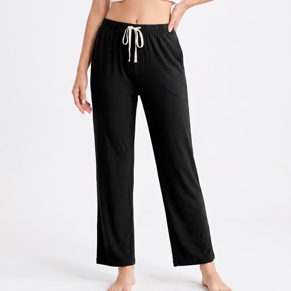 HEARTNICE Womens Cotton Pajama Pants, Soft Lounge Lightweight Sleep Pj Bottoms,(Black,S)