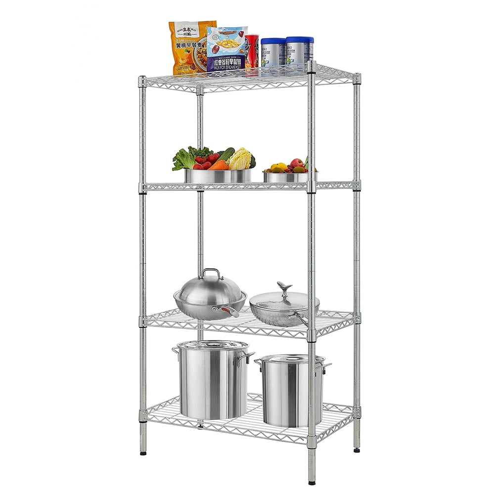 Kepooman 4 Tier Adjustable Shelving Storage Rack with Wheels for Laundry Bathroom Kitchen, Chrome Kepooman 4 Tier Adjustable Shelving Storage Rack with Wheels for Laundry Bathroom Kitchen, Chrome