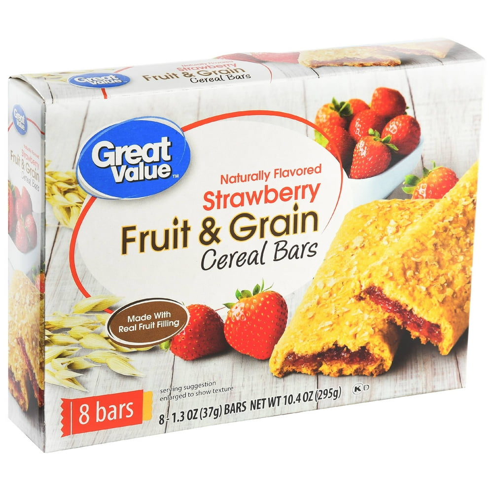 Great Value Fruit & Grain Cereal Bars Strawberry 10.4 oz 8 Count