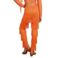 thumbnail image 2 of TiaoBug Kids Girls Elastic Waist Rhinestone Fringe Practice Pants Tassel Latin Salsa Dance Performance Trousers Fluorescent Orange 16, 2 of 7
