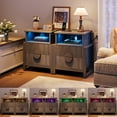 thumbnail image 3 of LGHM 2 Drawer Nightstands Set of 2 with Charging Station & LED Lights, Modern Fluted Bedside Tables End Table for Bedroom, Living Room, Gray, 3 of 9