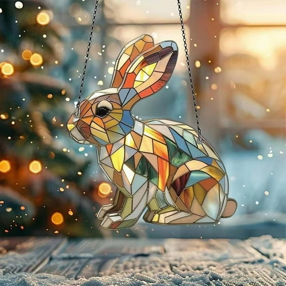 Easter Flat Bunny Decor Easter Bunny Ornament in Acrylic Spring Season Decor Indoor Outdoor Sunlight Catching Art,1 * Acrylic Easter bunny ornament