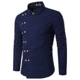 thumbnail image 1 of Camisas Para Hombre Manga Corta Camisa informal para hombre, blusa de manga larga con cuello vuelto, camisa con botones sólidos, camisa informal a la , blusa suelta, Top (Navy, XXL), 1 of 7