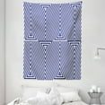 thumbnail image 1 of Navy Blue Decor Tapestry, Cool Pattern with Geometric Triangle Like Striped Designed Image, Wall Hanging for Bedroom Living Room Dorm Decor, 60W X 80L Inches, Dark Blue and White, by Ambesonne, 1 of 2