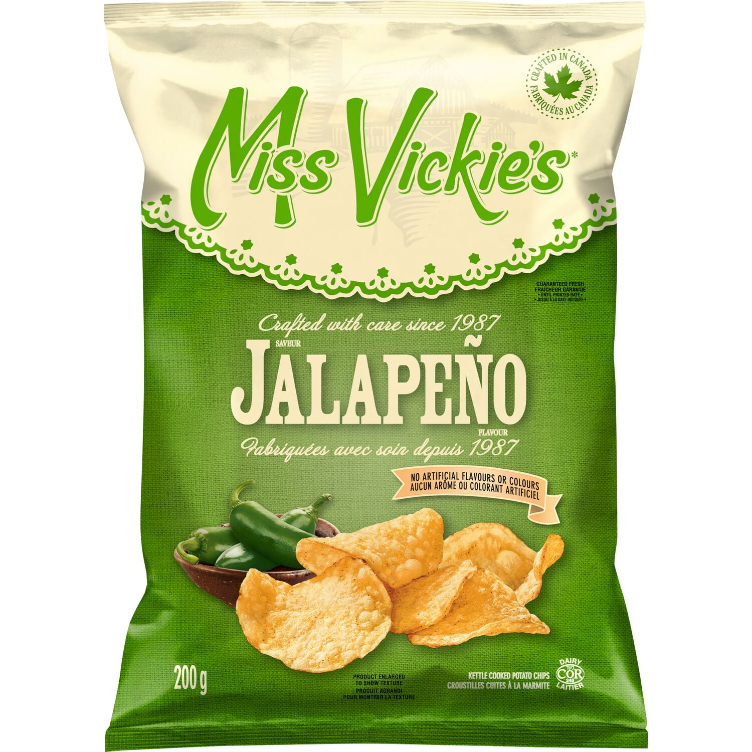 Miss Vickie's Jalapeño Kettle Cooked Potato Chips, 200 g.