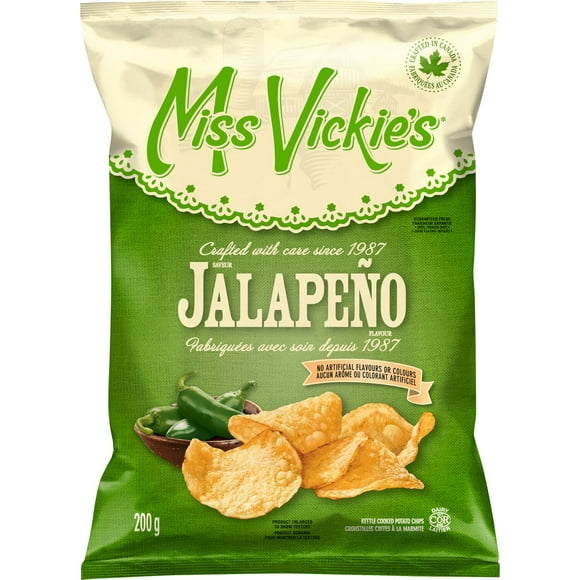 Miss Vickie's Jalapeño flavour kettle cooked potato chips, 200GM