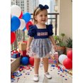 thumbnail image 6 of BemeyourBBs Newborn Baby Girl 4th of July Romper Dress Baby Girl Patriotic Smocked Dress Fourth of July Outfit American Flag Embroidery PuffShort Sleeve Star Print Tulle Tutu Dress with Headband, 6 of 9