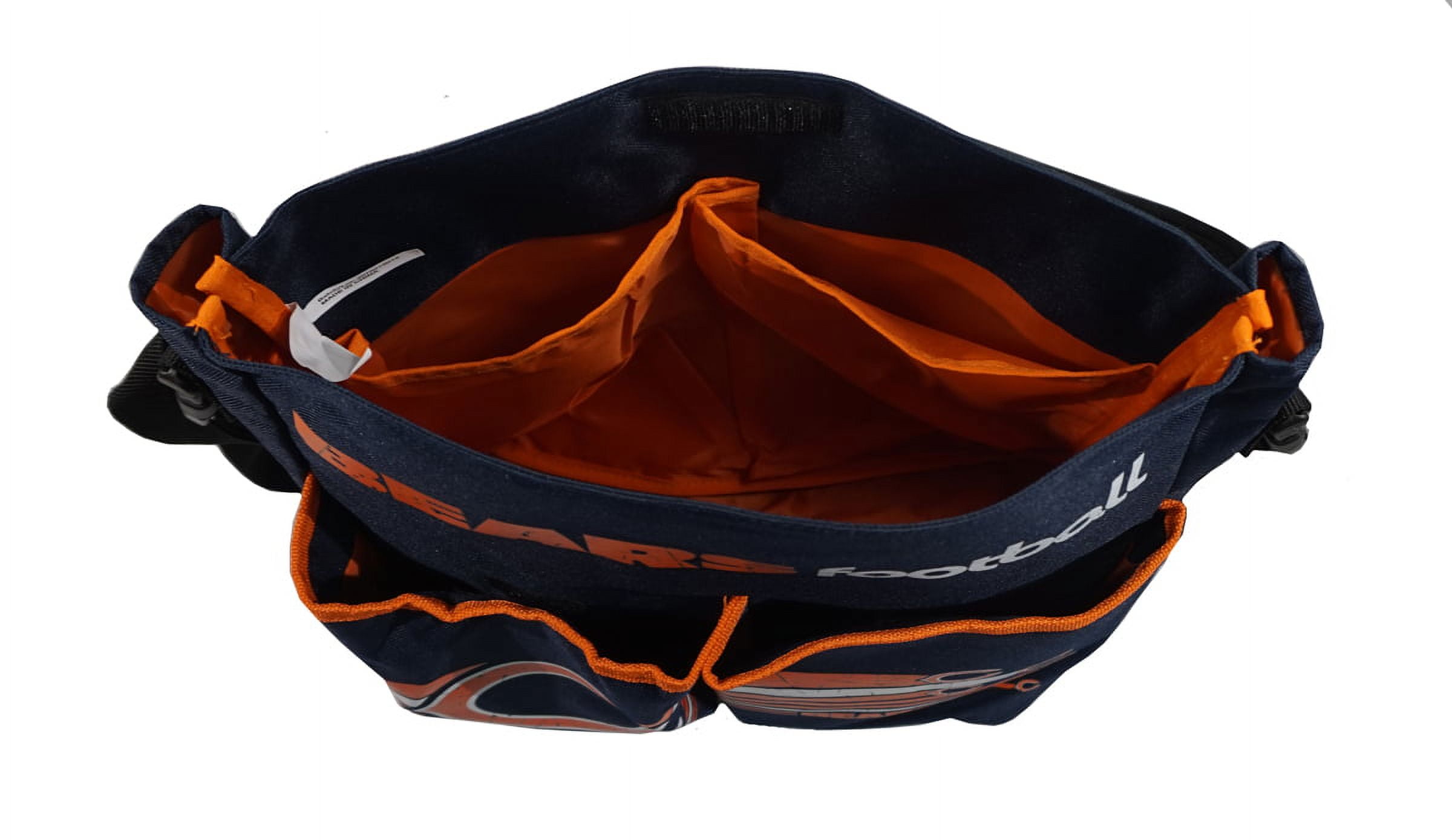 Chicago Football Bears Baby Diaper Bag - Adjustable Padded Shoulder Strap & Orange Changing Pad
