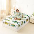 thumbnail image 4 of Manfei Fishing Gear Fish Twin Sheets, Cartoon Sealife Bedding, Teal Golden, 3pcs, 1 Flat Sheet, 1 Fitted Sheet and 1 Pillowcase, 4 of 6