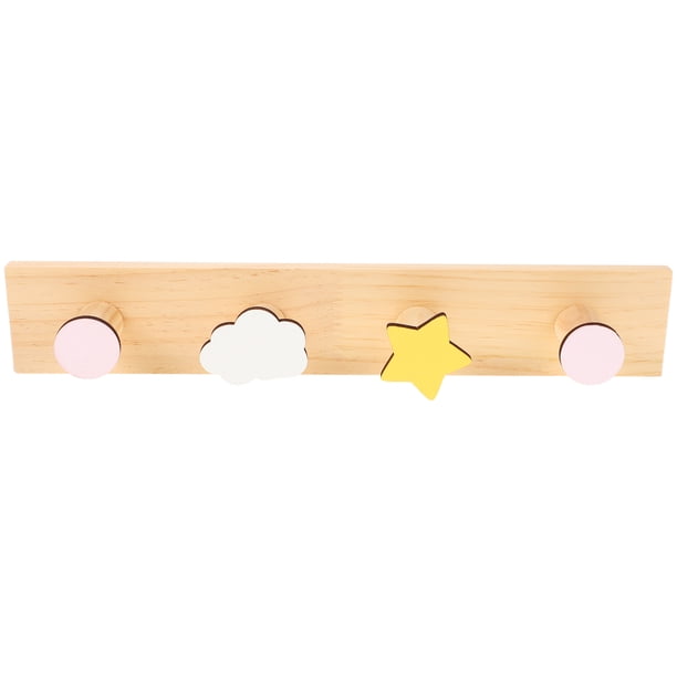 Bonitos ganchos de pared para habitación infantil, sala de juegos y guardería Adorable perchero de madera para mochilas, toallas y abrigos Decoración de pared para dormitorio infantil