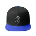thumbnail image 2 of Daxton Classic Snapback Old English A to Z Numbers Initials Flat Bill Visor Cap-Black Royal Hat, Number 8, 2 of 3