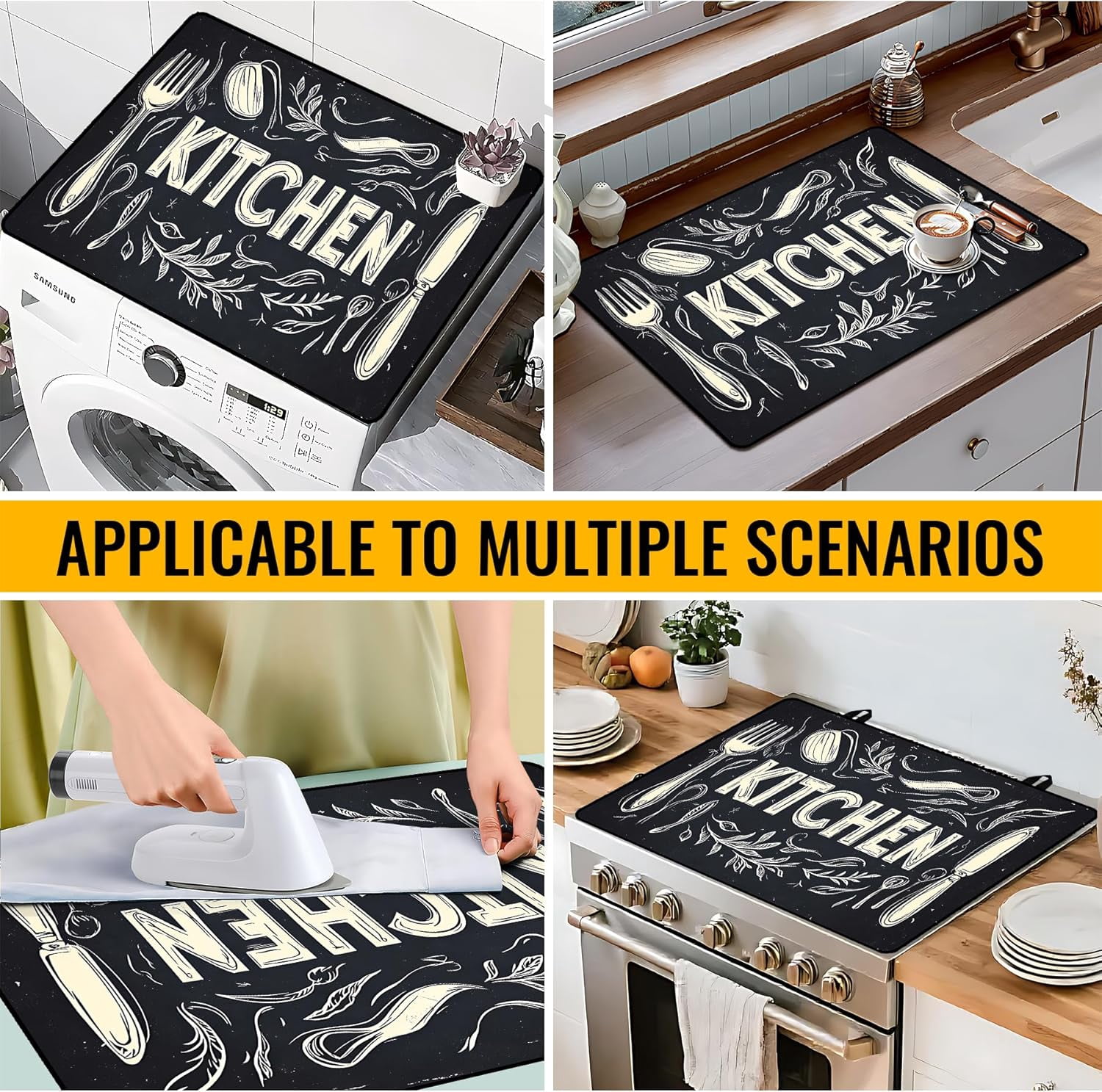 Stove Top Cover for Electric Stove,Glass Stove Top Cover, Heat Resistant Glass Cooktop Cover, Stovetop Protector, Kitchen Decor, Dish Drying Mats Cover for Ceramic Washer Top 28.5x20.5 inch