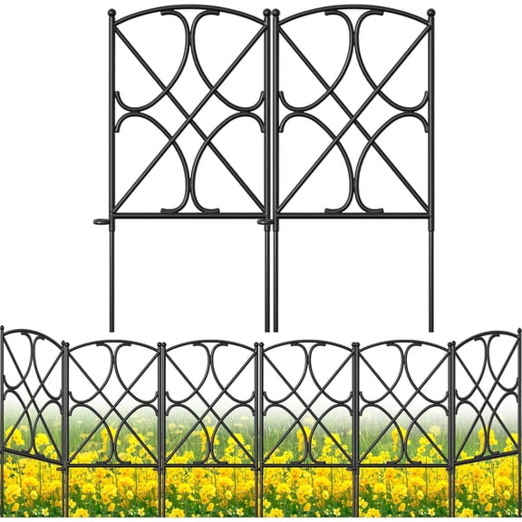 WarmHaven 10 Panels 24in(H)×10ft(L) Decorative Garden Fences and Borders for Dogs Rustproof Metal No Dig Fence Panels Garden Edging Border for Animal Barrier Flower Beds Yard Patio