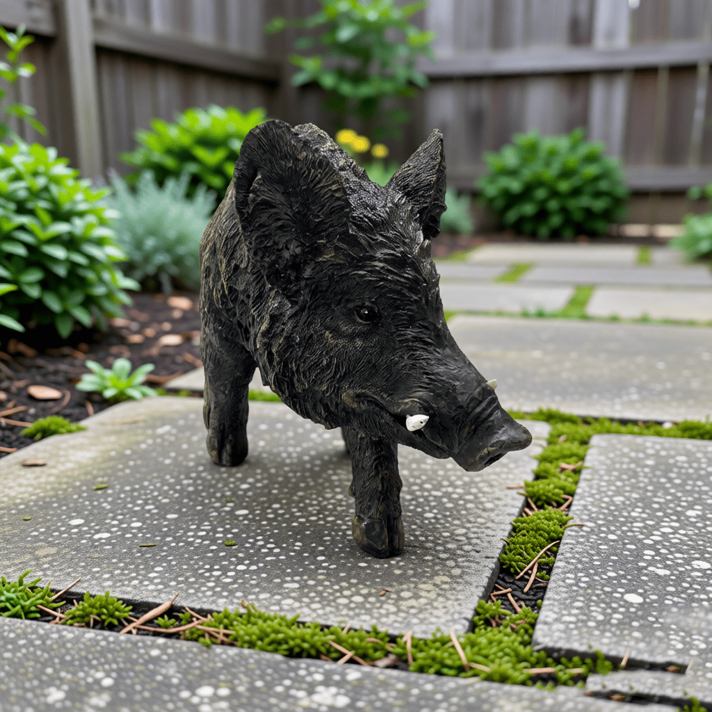 Large Wild Boar Garden Statue, 21.26" Outdoor Resin Animal Sculpture with Rustic Bronze Finish, Weather-Resistant Lawn Yard Decor for Garden, Patio, Courtyard or Indoor Display