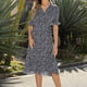 thumbnail image 5 of Vestido Bohemio Floral Vestido de Gasa Vestido de Manga Corta Con Cuello en Vvestido Casual de Mujer Con Cuello en V Gasa Floral Boho Vestido de Playa de Manga Corta Odeerbi  ODB114071, 5 of 6