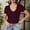 502_Wine, variant on T Shirts for Women Slim Fit Lace V Neck Ribbed Knit Short Sleeve Casual Blouse Tee Summer Tops