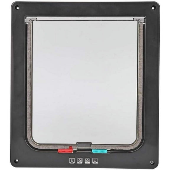 Pet Door 28.5X25.5X2.8Cm 4 Way Lockable Dog Cat Security Flap Door Kitten Puppy Pets Plastic Gate Pet Supply 1Pcs Black