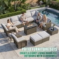 thumbnail image 4 of Clouddwell 13 Piece Outdoor Sectional Set with Swivel Rocker Chairs of 2, Patio Conversation Sets with Fire Pit Table and Ottomans, Light Gray, 4 of 8