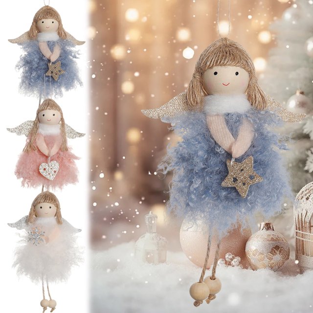 Adornos Navideños Peluche Ángel Niña con Alas Colgante Muñeca Bebé Colgante onlyliua