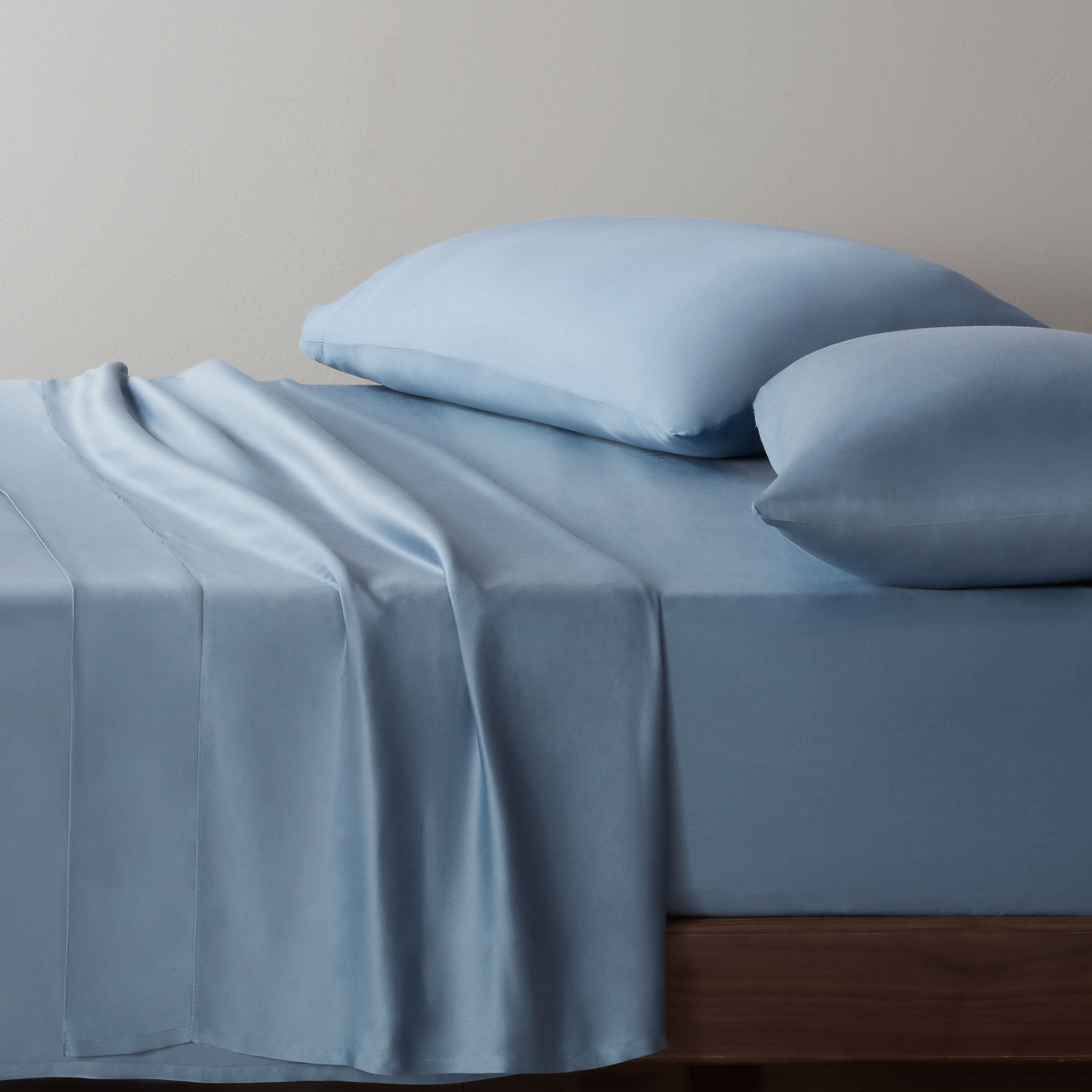 Allswell Soft & Silky 4-Piece Blue Illusion Rayon Derived from Bamboo Sateen Bed Sheet Set, Full
