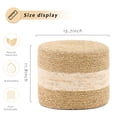 thumbnail image 6 of Handwoven Natural Seagrass Round Ottoman, Rustic Boho Footrest Stool with Wooden Frame, Eco-Friendly Low Pouf Seat for Living Room, Bedroom & Meditation — No Assembly Required (Light Natural + Beige), 6 of 7