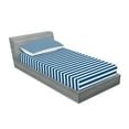 thumbnail image 2 of Ambesonne Navy Fitted Sheet & Pillow Sham Set, Stripes Pattern, Twin, Blue and White, 2 of 2