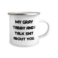 thumbnail image 2 of My Gray Tabby and I Talk Shit About You. Gray Tabby Cat 12oz Camper Mug, Sarcastic Gray Tabby Cat Gifts, For Cat Lovers, Unique gray tabby cat gifts, Personalized gray tabby cat gifts, Custom gray, 2 of 2