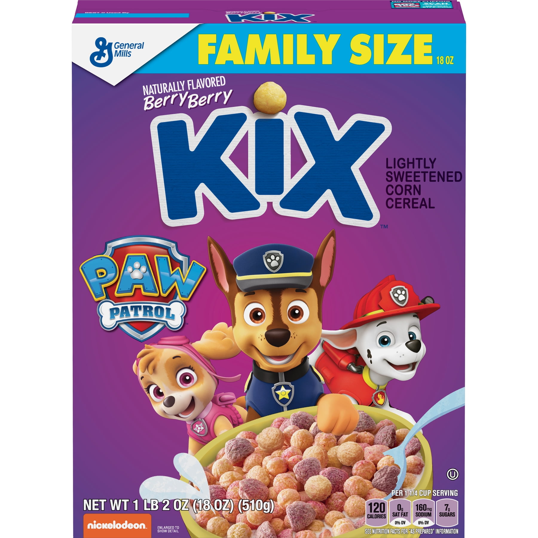 Berry Berry Kix PAW Patrol Cereal, Whole Grain, 18 oz