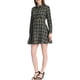 thumbnail image 4 of INSPIRE CHIC Vestido A-Line de Cuadros para Mujer con Botones y Cuello de Punta de Manga Larga M Azul Marino, 4 of 5