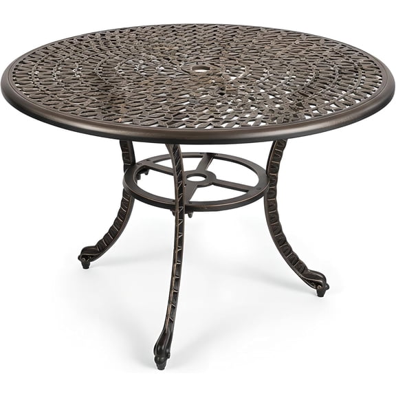 Kinger Home Harmon 41-inch Patio Dining Table, Round Outdoor Table, Outdoor Dining Table, Aluminum Patio Furniture, Outdoor Dining Set, Woven Design, Rust Resistant