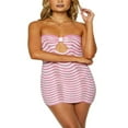 thumbnail image 1 of Strapless Striped Print Bodycon Mini Dress for Women with Knitted Tube, 1 of 7