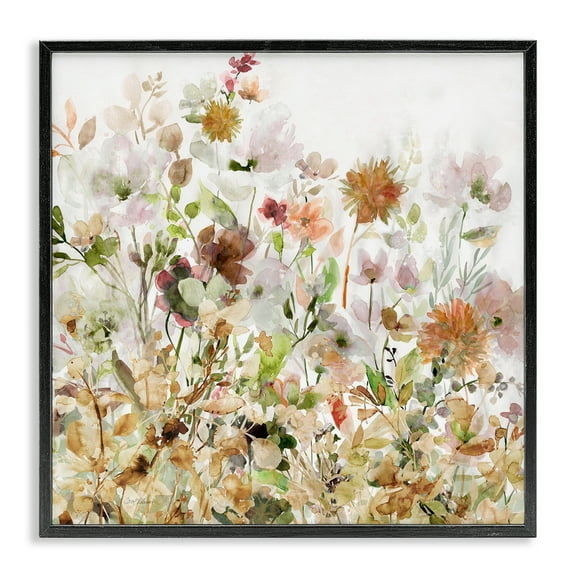 Stupell Industries Mixed Garden Florals Botanical & Floral Painting Black Framed Art Print Wall Art, 12 x 12