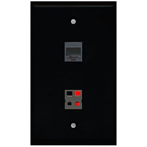 RiteAV - Black 1 Port Phone Black 1 Port Speaker Wall Plate