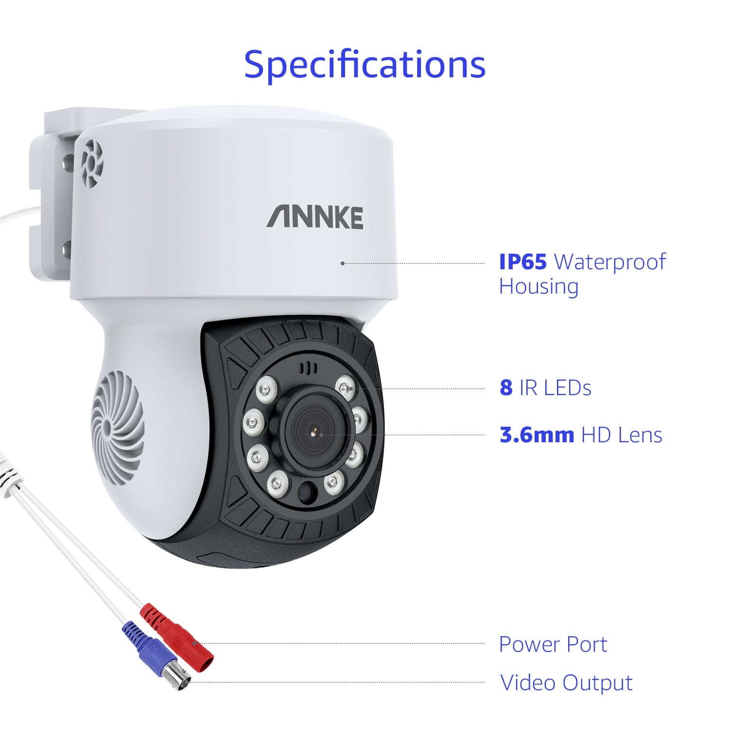 ANNKE 1080P 2MP AHD CCTV Dome Camera, 350° Pan, 90° Tilt, 100ft Night Vision, IP65 Weatherproof, Wired Outdoor Cam
