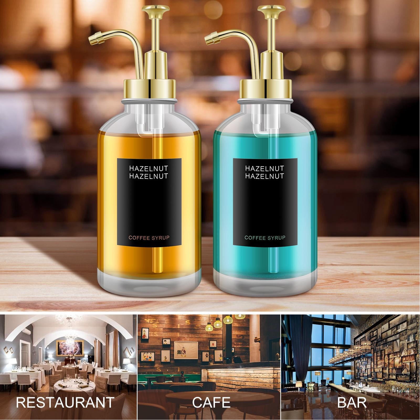 YAHHU 2‑Pack Crystal‑Clear 500 ml Glass Syrup Dispensers with Stainless‑Steel Pump – Versatile Kitchen, Bar, & Bathroom Accessory