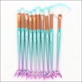 thumbnail image 3 of Juego de brochas de maquillaje, 15 piezas, brocha de maquillaje de sirena 3D, brochas cosméticas, sombra de ojos, delineador de ojos, brochas para colorete (sirena colorida), 3 of 5