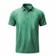 thumbnail image 3 of Daiosportswear Men'S Vintage Washed Polo Shirts Classic Fit Pullover Shirts Summer Lapel Button Tops Casual Retro Distressed Tee Top Green L(L), 3 of 6