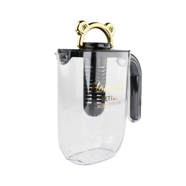 Jarra de agua jarra de agua elegante con boquilla con contenedor de bebidas frías de infusores extraíbles con tapa y mango para el verano de la playa Negro