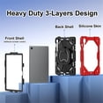 thumbnail image 2 of Heavy Duty Shockproof Case for Samsung Galaxy Tab S10 FE , Galaxy Tab S9 FE , Galaxy Tab S9,Anti drop silicone+PC Layer Protective Case 360 ° Rotating Square Handle Stand With Shoulder Strap,Red, 2 of 8