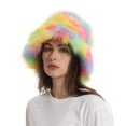 thumbnail image 2 of Fuzzy Multicolor Fisherman Cap - Women‘s Cute Plush Hat, 2 of 5