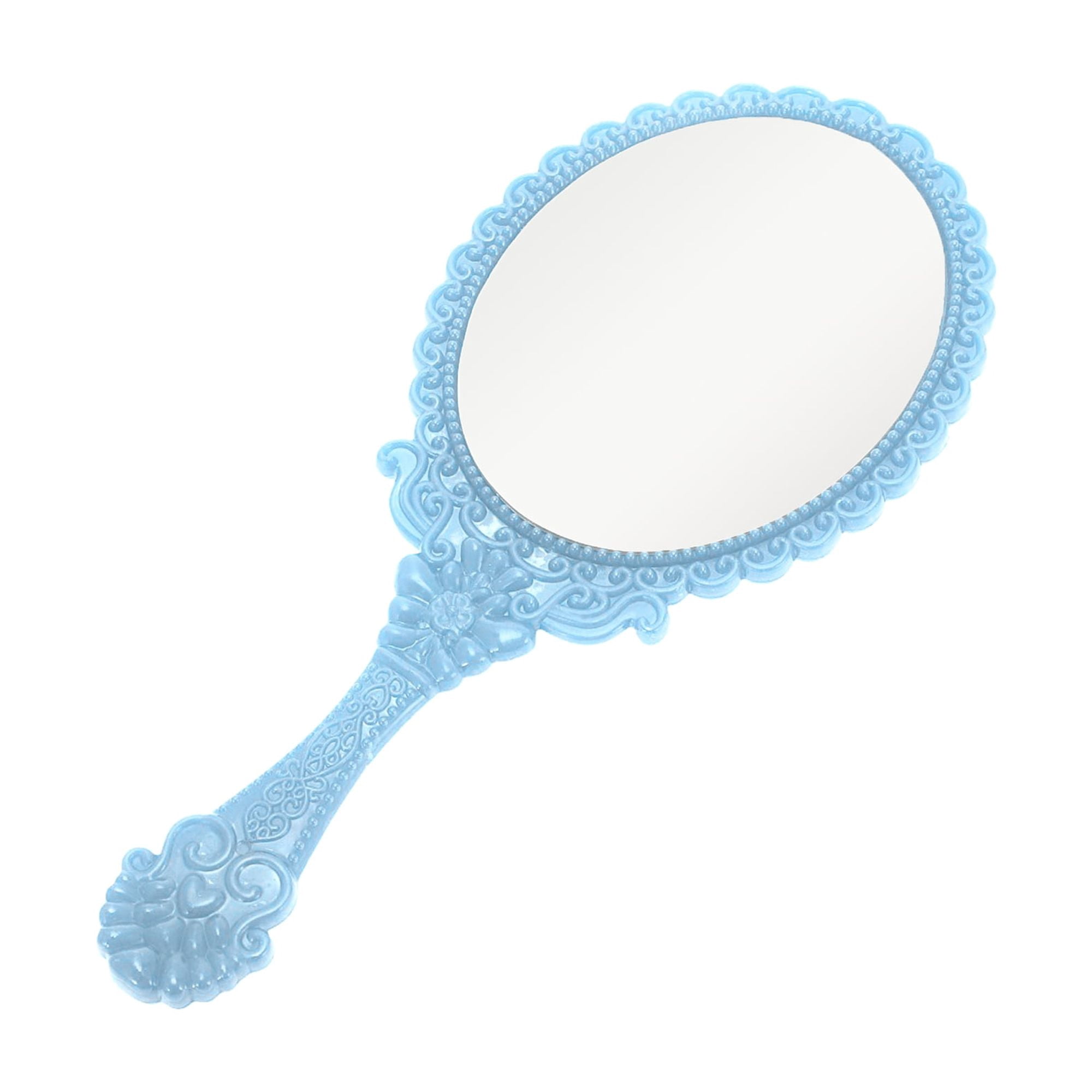 Unique Bargains 2pcs Delicate Handheld Mirror for Personal Grooming and Travel Sky Blue