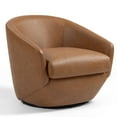 thumbnail image 3 of UIXE Swivel Barrel Accent Chair PU Leather Club Chair Upholstered Armchair for Living Room Modern Round Arm Chair, Brown, 3 of 6