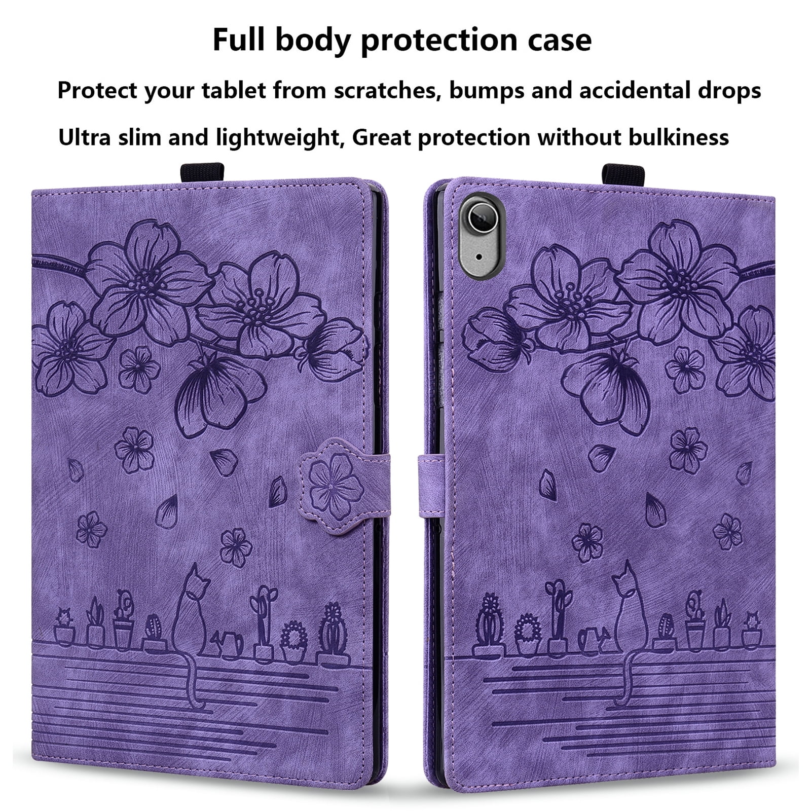 Allytechgroup Flip Case for Apple iPad (A16) 11th Gen 11" 2025/ iPad 10th Gen 10.9" 2022,Stylish Blossom PU Leather Auto Sleep Wake Protective Pencil Holder Shockproof Case for iPad 11/ iPad 10,Purple