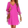 thumbnail image 3 of Ekouaer Women's Beach Coverups 3/4 Mesh Sleeve Bathing Suit Cover Ups Beachwear Loose Fit Swimwear Beach Dress S-3XL, 3 of 5