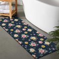thumbnail image 2 of Pioneer Flower Floral Print Pattern Bathroom Rugs Mat, Non Slip Microfiber Bathroom Rug with Rubber Backing, Soft Mats for Bathroom Floor Tub Shower, 17"x47", 2 of 5