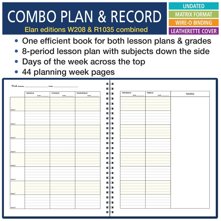 Period Teacher Weekly Lesson Plan Book 20232024 By Elan, 48 OFF