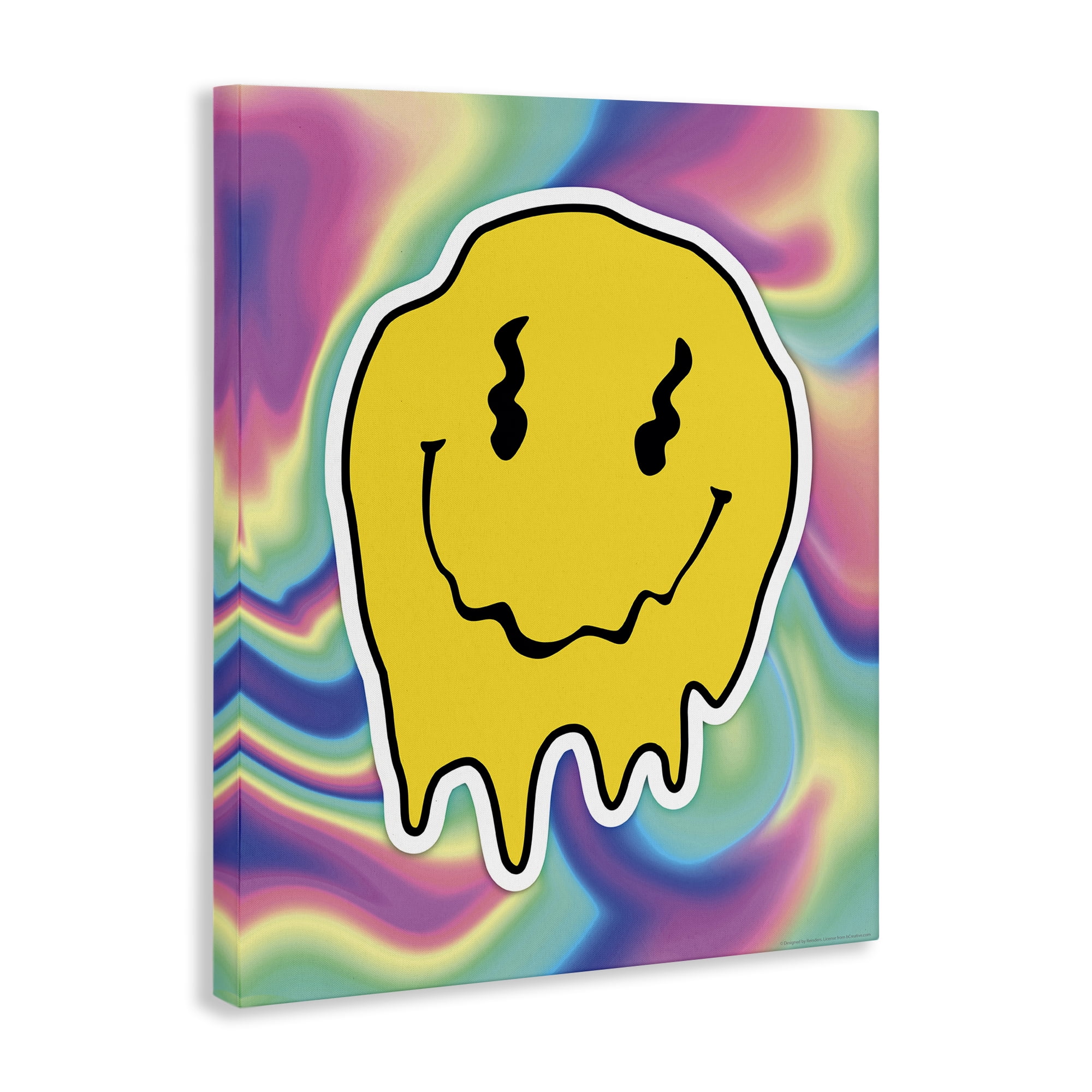 Stupell Industries Abstract Melting Smiley Abstract Painting Wrapped Canvas Art Print Wall Art, 30 x 40