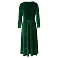 thumbnail image 6 of IWRICH Velvet Dress for Women 2025 Fall Christmas Holiday Dress 3/4 Sleeves Party Formal Dress Green XXXL, 6 of 9
