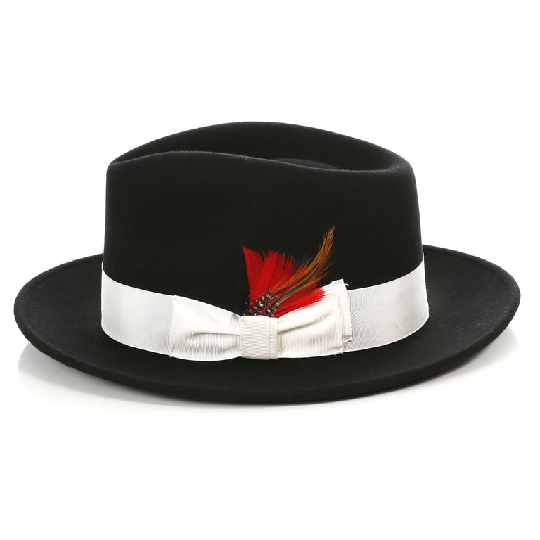 Ferrecci Black/White Wool Crushable Fedora with Removable  display picture 1