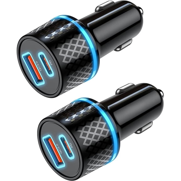 CoolStuff USB C Car Charger Adapter, 2Pack 91W Fast Charging Cigarette Lighter Charger with PD3.0,USB Type-C Phone Charger Compatible for iPhone 15 14 13 Pro MAX,iPad Pro,Galaxy S24 S23 S22 and More